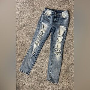 Ladies FLAMINGALS destroyed acid washed straight leg jeans.  Size Medium.